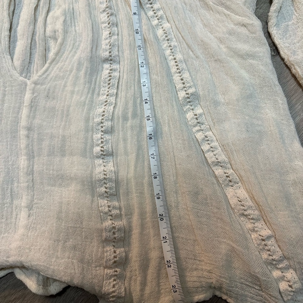 Jen's Pirate Booty Raw Cotton Gauze Boho Peasant Blouse M/L Oversized - Picture 7 of 10